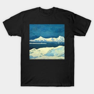 Antartic Peninsula painting, Vincent van Gogh style, oil on canvas T-Shirt